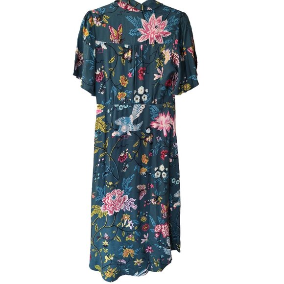 Anthropologie Maeve Midi  Buttonfront Dress Asian Floral Size 6 - Picture 3 of 5